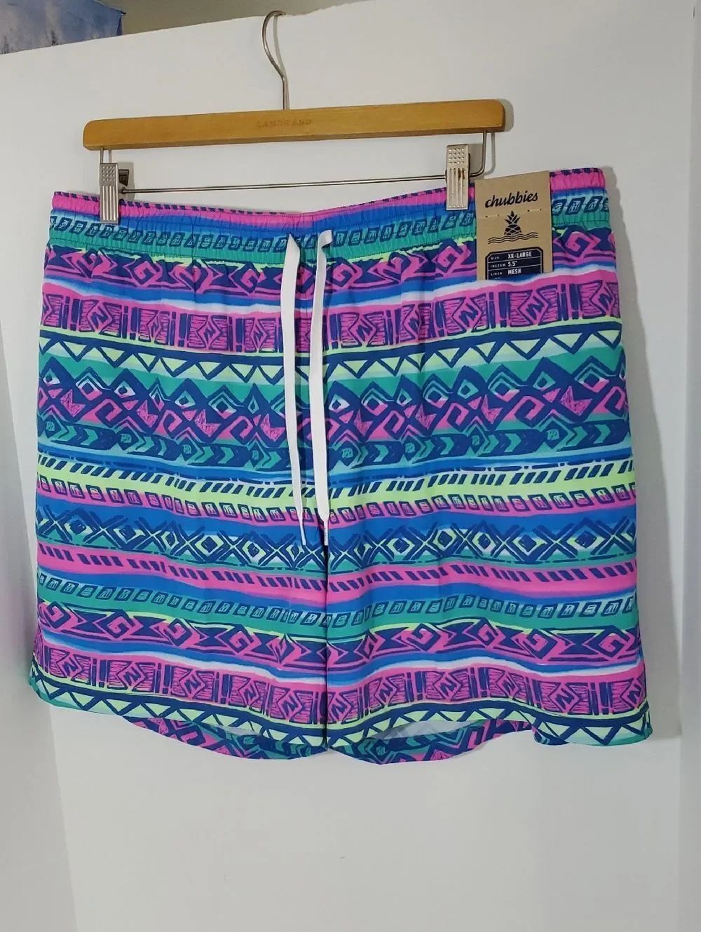Chubbies The Retronators 5.5" Classic Swim Trunks Geometric Print XXL NWT